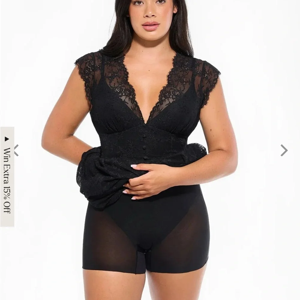 Popilush - Shapewear Boho Floral Lace Front Slit Maxi Dress-XXL - Picture 4 of 6